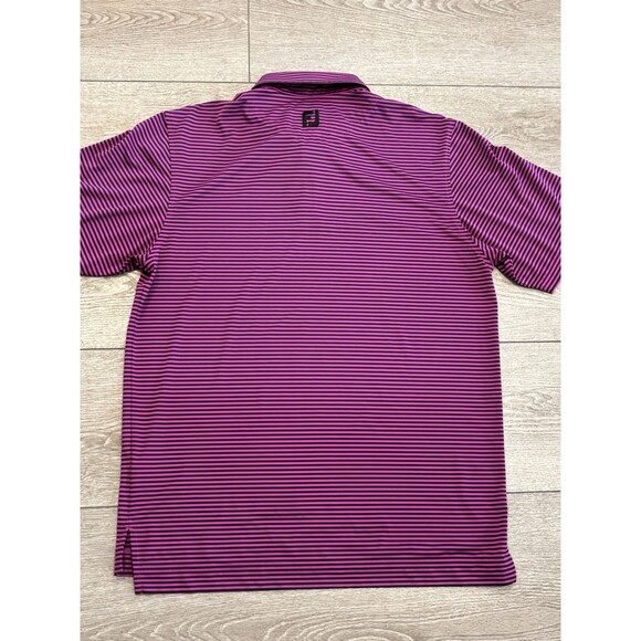 FootJoy Polo Shirt Mens Medium Pink Black Striped Casual Outdoor Golf - Picture 7 of 7